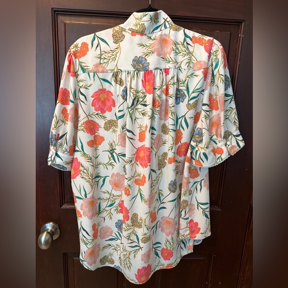 Kate Spade floral tie neck blouse - Picture 3 of 5